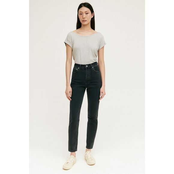 DENIM FORUM Black The Yoko High Rise Slim Jeans Pants   Women's Size 28 - Picture 1 of 11